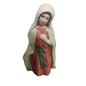Hand-Painted Mary Figurine Vintage Ceramic Nativity Scene‎ Religious Christmas